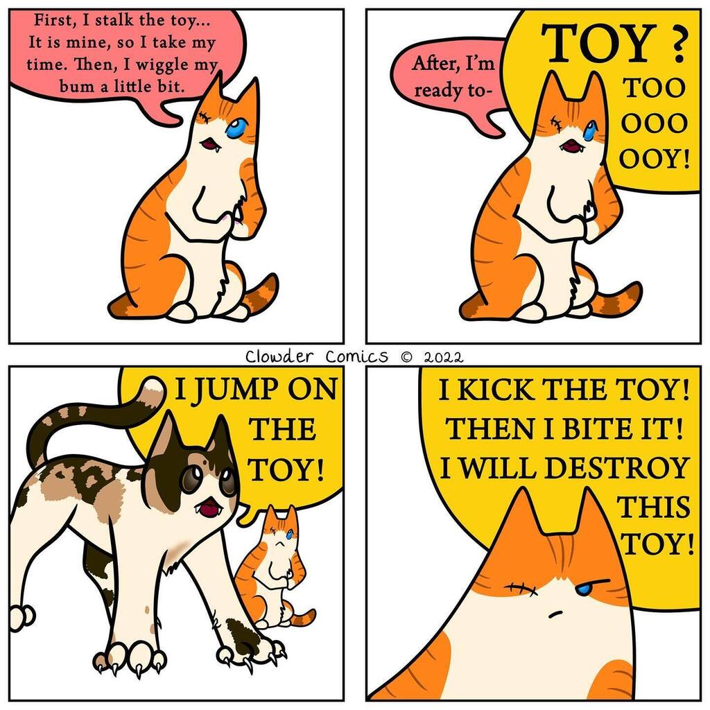 ClowderComics's tweet image. A special needs cat version of the annoyed birb meme/comic, featuring Pretzel and Ciri #specialneedscats #comics #webcomics #webtoon #specialneeds #blindcat #comic #blindcats #blindcatsofinstagram #oneeyewednesday #fourcats #annoyedbird instagr.am/p/ClRxD8YOUUD/
