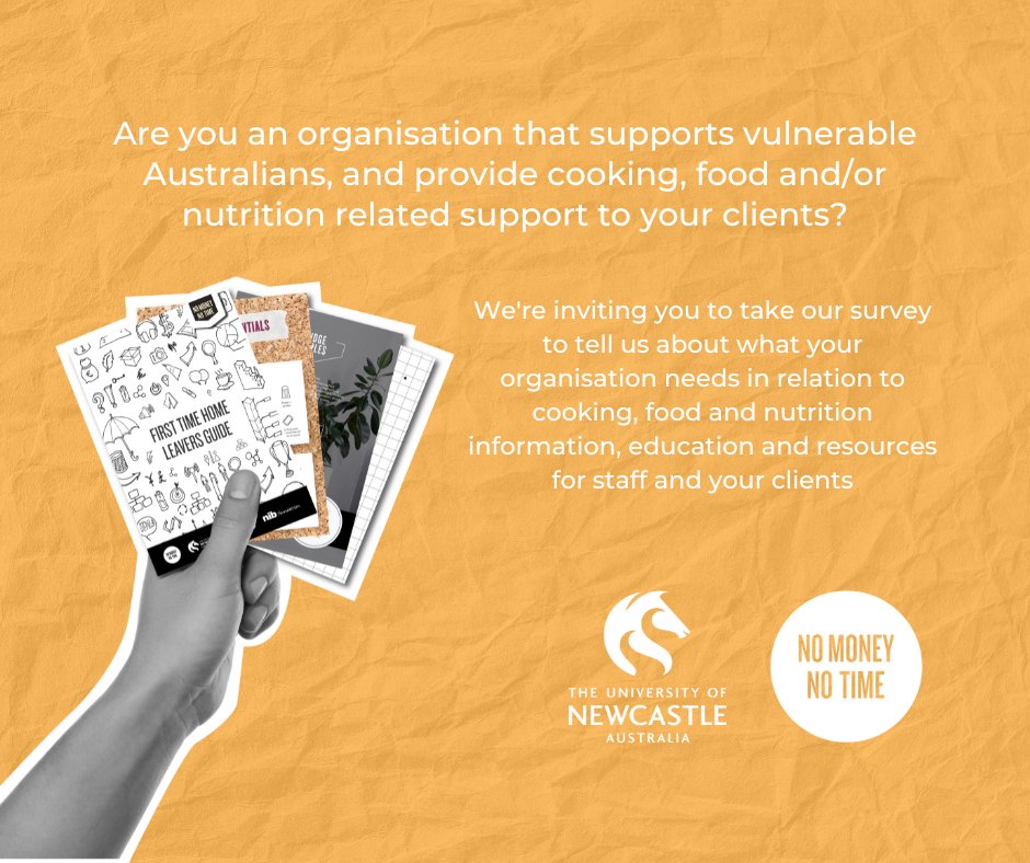 We're looking for organisations that support vulnerable Australians and provide cooking, food and/or nutrition related support to their clients to fill in a 10 minute survey

Survey link tinyurl.com/58p4azw5