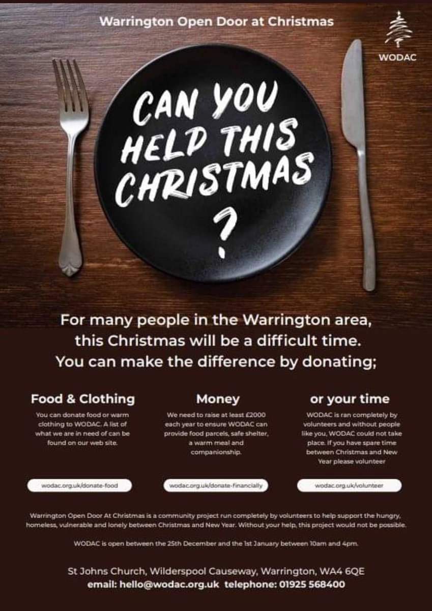 <a href="/coop/">Mike Cooper</a> #KnutsfordRd #Latchford will be supporting #Warrington Open Door at Christmas project
Please help make a difference by dropping any donations at the till point or any loose change into the collection box  
<a href="/WazzaCommunity/">Warrington Community</a> <a href="/PaulWillcox7/">Paul Willcox</a>
Full Details - wodac.org.uk/donate-food