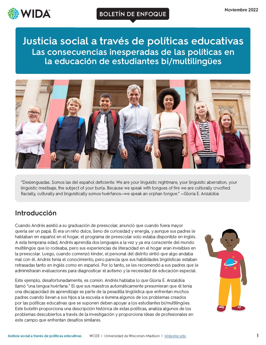 WIDA_UW's tweet image. In this new #WIDA Focus Bulletin, Mariana Castro examines the unintended consequences of policy decisions in the education of bi/multilingual learners.

English: wida.wisc.edu/resources/educ…

Spanish: wida.wisc.edu/resources/just…

@LaDraCastro @WCER_UW @UWMadEducation