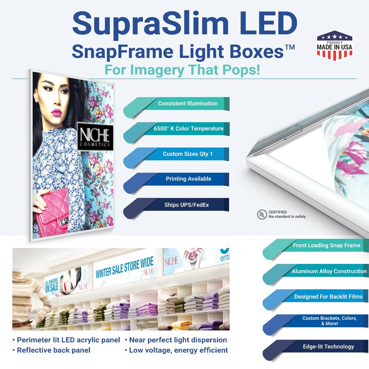 Testritevisual's tweet image. SupraSlim SnapFrame LED Lightboxes  are here and better than ever! Front loading w/nearly perfect light dispersion. Shop now and get it fast. We are US Made. #snapframe #LEDframes #supraslim #visualmerchandising #visualdisplay #usmade #testritevisual