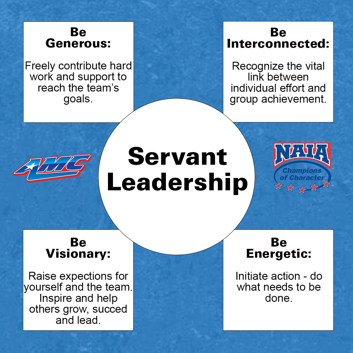 AMCSports's tweet photo. This month our AMC-ASA is focusing on another @NAIA Five Core Value.
Over the next month we will be learning more about Servant Leadership.
#AMCASA #AMCCOFC #NAIACOFC https://t.co/mj27TofyoL