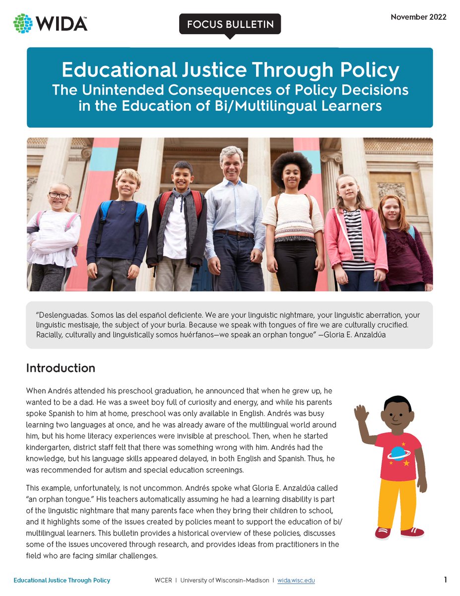 WIDA_UW's tweet image. In this new #WIDA Focus Bulletin, Mariana Castro examines the unintended consequences of policy decisions in the education of bi/multilingual learners.

English: wida.wisc.edu/resources/educ…

Spanish: wida.wisc.edu/resources/just…

@LaDraCastro @WCER_UW @UWMadEducation