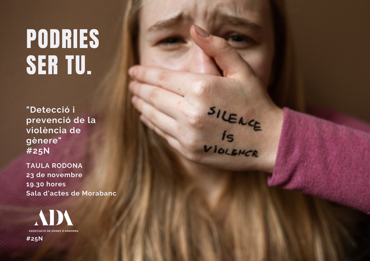 ada_andorra's tweet photo. La violència de gènere no és un problema de les dones, 👉🏻és un problema de tots.  📣No permetem que el nostre silenci fomenti una cultura de violència.

 #PodriesSerTu 
#25N
#violènciadegènere 
#niunavíctimamés
#OrangeTheWorld https://t.co/9KH9u5hBbx