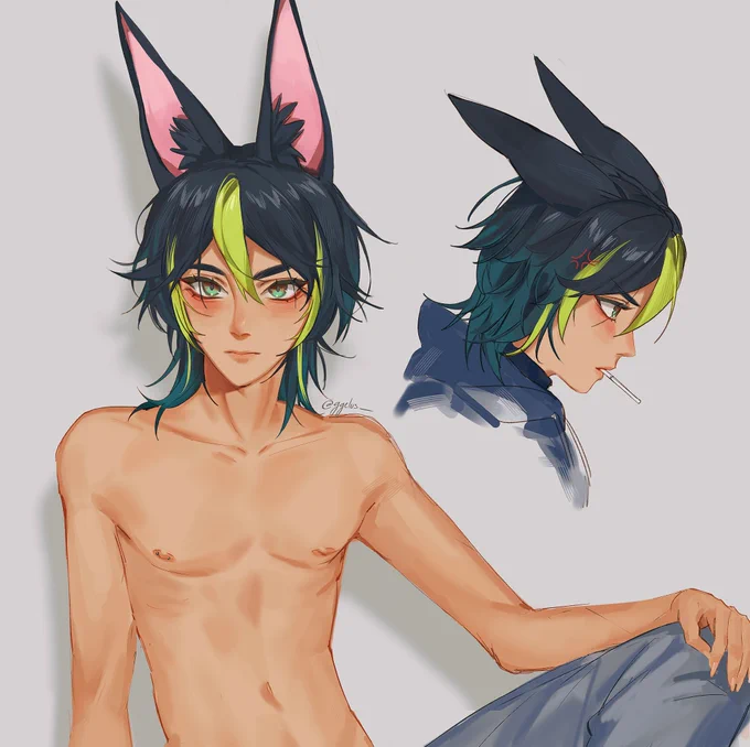 Attempted to draw Tighnari with a wolf cut #Tighnari #原神 