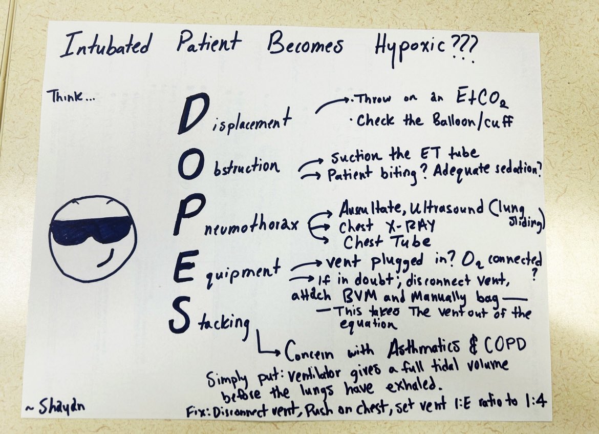 Shayan Azizi (@shayanazizi10) on Twitter photo Daily dose of #ER resident in the #SICU
Intubated Patient Becomes Hypoxic? Don’t panic and think DOPES 🤙🏽 <a href="/LincolnEM/">Lincoln EM Residency</a> fun fact in the thread Daily dose of #ER resident in the #SICU
Intubated Patient Becomes Hypoxic? Don’t panic and think DOPES 🤙🏽 <a href="/LincolnEM/">Lincoln EM Residency</a> fun fact in the thread
