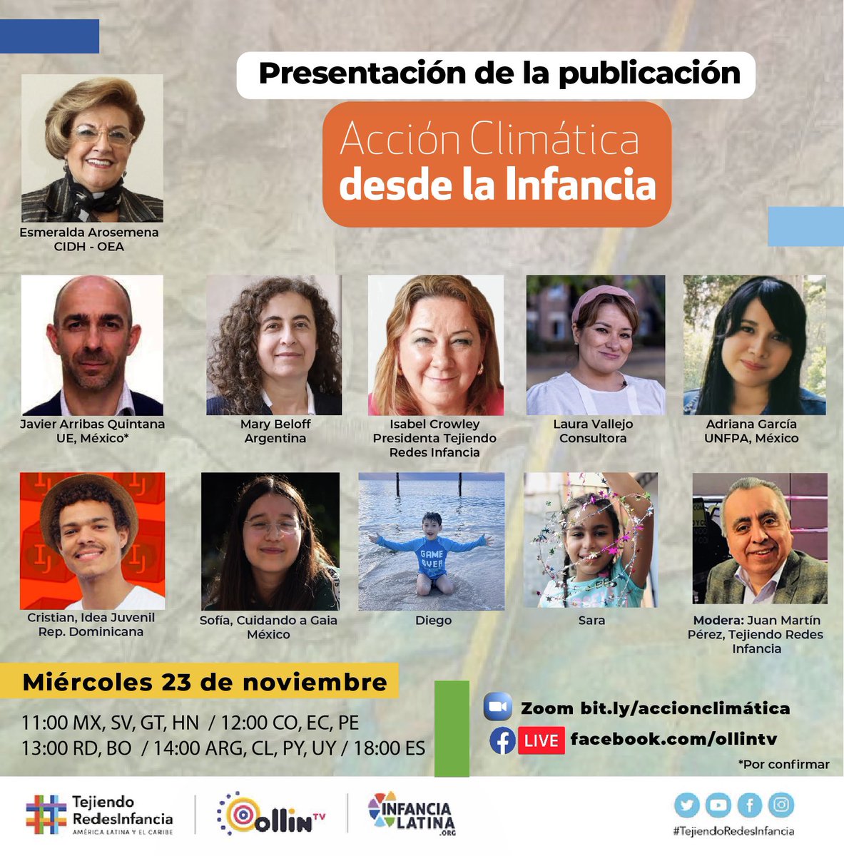 📚Presentación📚

#AcciónClimática desde la #Infancia 📖

🗓Miércoles 23/11 
⏰11:00 AM #CDMX 
📝Registro: bit.ly/accionclimática
🎥Transmisión en vivo: facebook.com/ollintv

#MiPlanetaMisDerechos🌱 <a href="/tejiendoredesi/">Tejiendo Redes Infancia</a> <a href="/IsabelCrowley/">Isabel Crowley</a> <a href="/ollintv/">Ollin TV</a> <a href="/franciscoactiv2/">Francisco Javier Vera Manzanares 🇨🇴 🇪🇸</a> <a href="/uniceflac/">UNICEF Latin America</a> 

#ODS 👏🏽