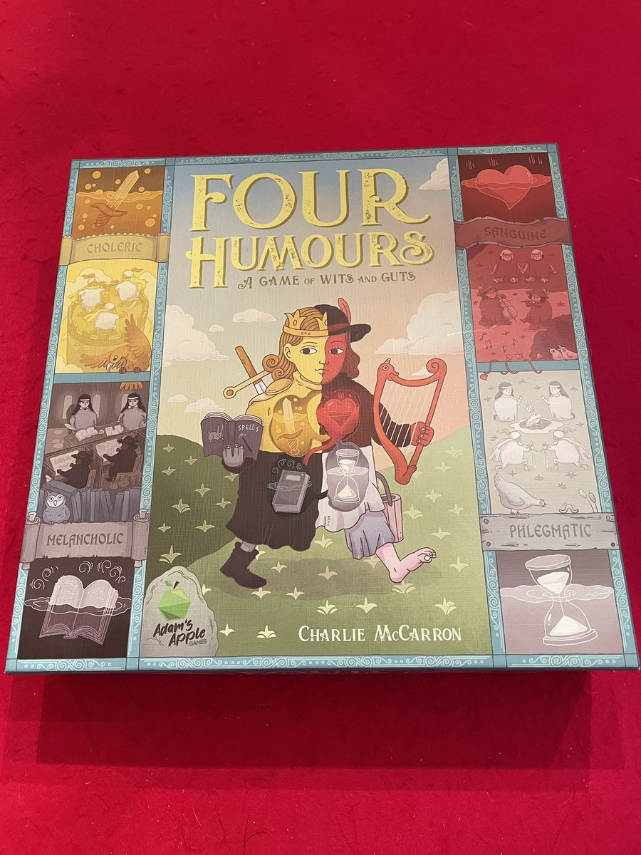 dkopff's tweet photo. Four Humours.  Interesting mechanic.  … and I lost on the third tie-breaker. #fourhumours #boardgames #tabletopgames https://t.co/4GSJ9bwVa1