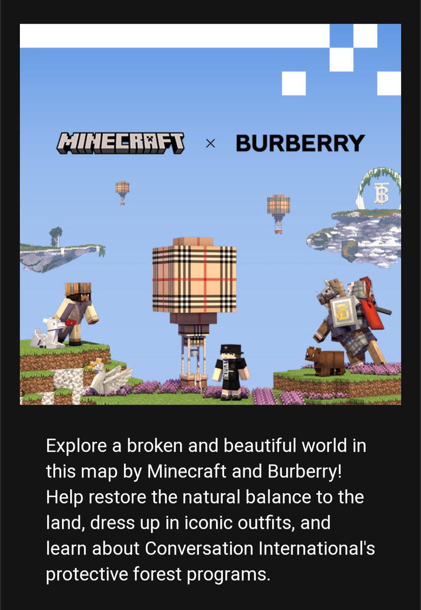 I'm sorry.... What now?
How do these audiences overlap exactly?

#Minecraft #advertising #fashion #burberry #BurberryMinecraft #cobranding #ads #marketing