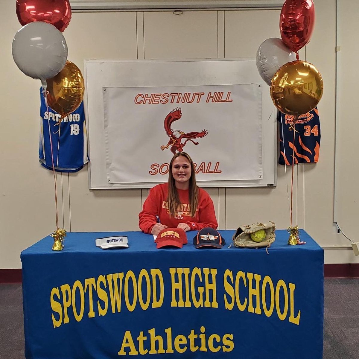 SpotsSoftball's tweet photo. Congratulations to Jenn Pokropinski on signing to continue her academic and athletic career at Chestnut Hill College! We are proud of you!! #WeAreChargers #PridePassionSacrifice https://t.co/H3x9AKpGcu