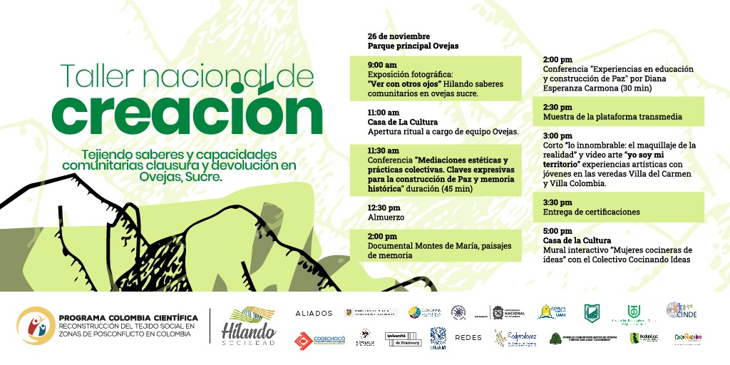 tejido_del's tweet photo. Desde #hilando En #Ovejas  #sucre tenemos esta programación el 25 de noviembre, será un momento de gratitud y alegría al entregar resultados de los  procesos que lideramos allí.
#tejidosocial #paz #posconflicto, #memoria https://t.co/Ib95yCFLTh