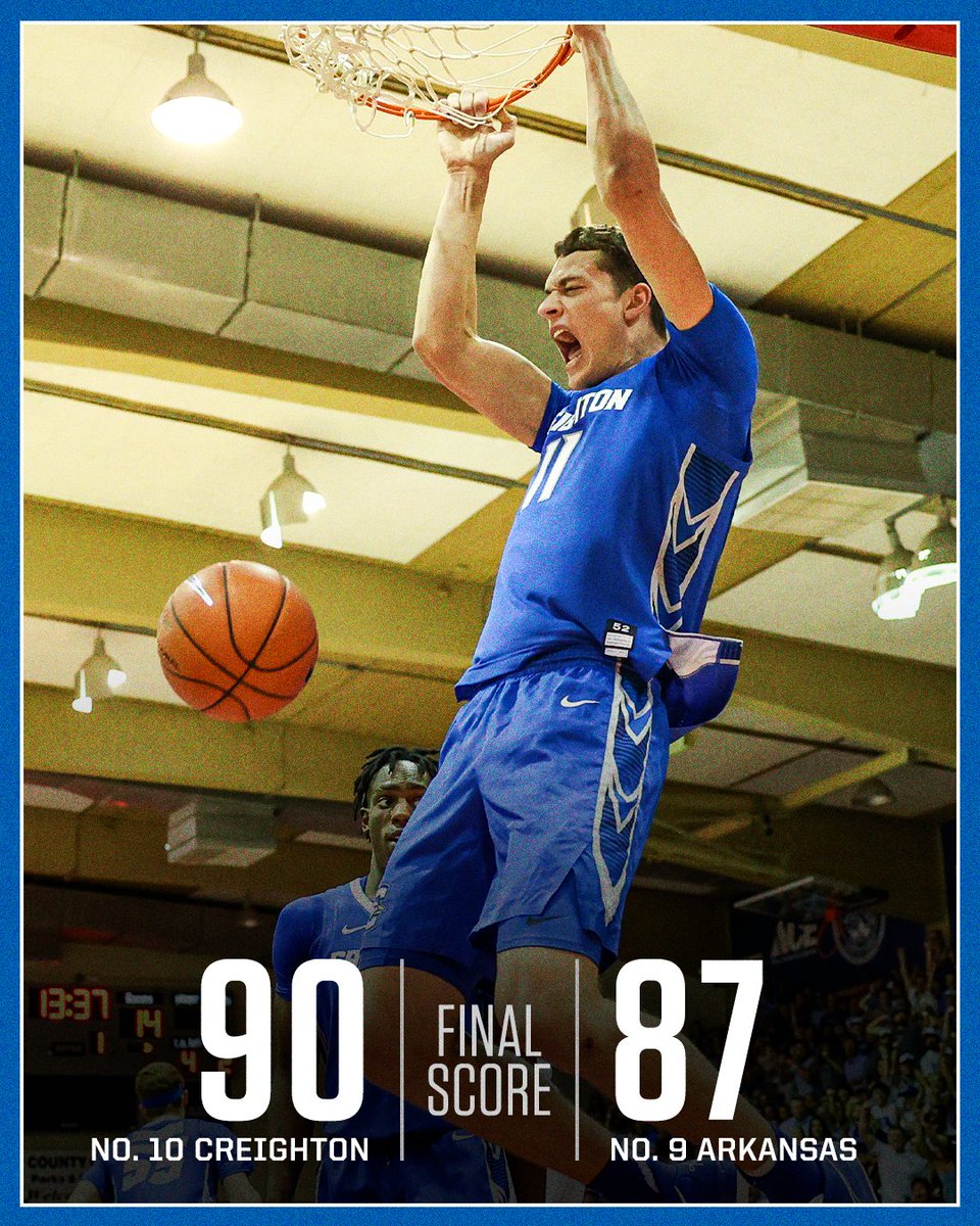 No. 10 Creighton survives a tough one vs. No. 9 Arkansas 😤