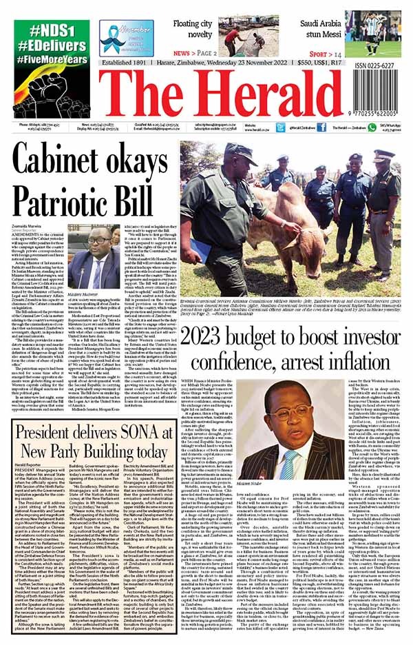 The Herald Zimbabwe on Twitter "Check out today's front and back pages"