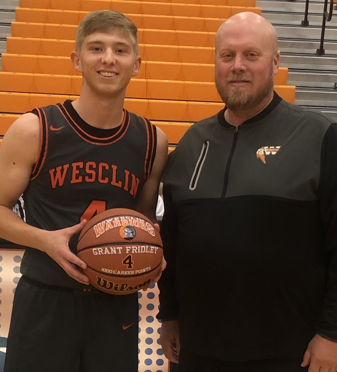 Congrats to Grant Fridley on becoming the 15th player in Wesclin Boys BB history to join the 1000 point club at Wesclin.