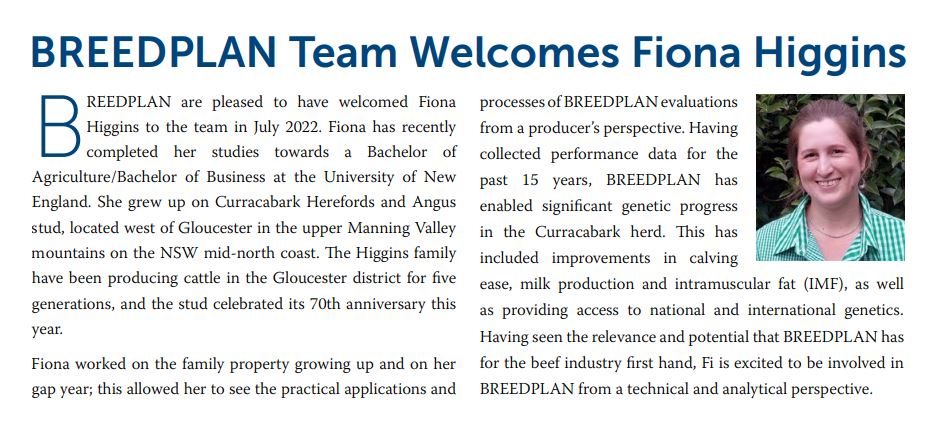 #BREEDPLAN Team Welcomes Fiona Higgins