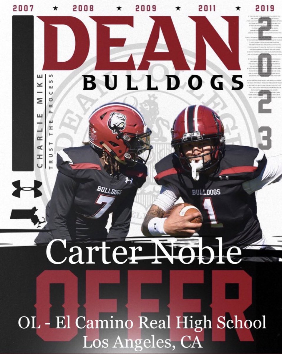 After a great talk with <a href="/CoachGrock/">Mark Grocholski</a> I am truly grateful to have gotten my 3rd offer from <a href="/DeanCollege/">Dean College</a> #GoBulldogs 
<a href="/DeanCollegeFB/">Dean Bulldogs Football</a> <a href="/BrahmaFB2022/">PierceBrahmafootball</a> <a href="/LAPCRecruiting/">LAPierceRecruiting</a> <a href="/EaglessimsJames/">james a sims</a> <a href="/coach_word/">Blake Word</a>