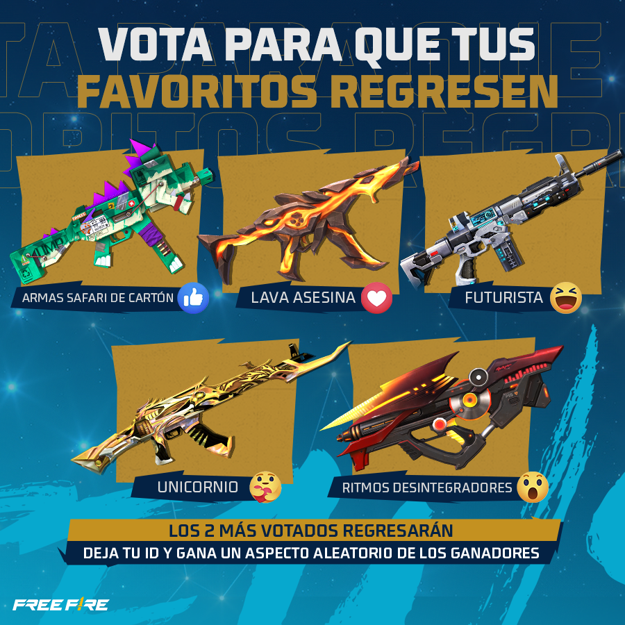freefirelatino's tweet photo. 👍 ¡SOBREVIVIENTES ES HORA DE VOTAR! 👍

Escoge tu incubadora de armas favorita y las 2 que tengan más votos las traeremos de vuelta. 😎  

No olvides dejar tu ID para poder ganar un aspecto al azar, ¡habrán 2 ganadores! �� https://t.co/YouwCaP1XD