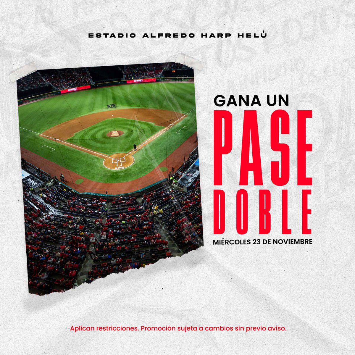 HarpEstadio's tweet photo. Da RT y etiqueta a tu acompañante, recuerda que para ganar tienes que seguir las cuentas 
@diablosrojosmx y @HarpEstadio 🏟️

El ganador se seleccionará al azar 🎲 https://t.co/lhCyDpnwHn