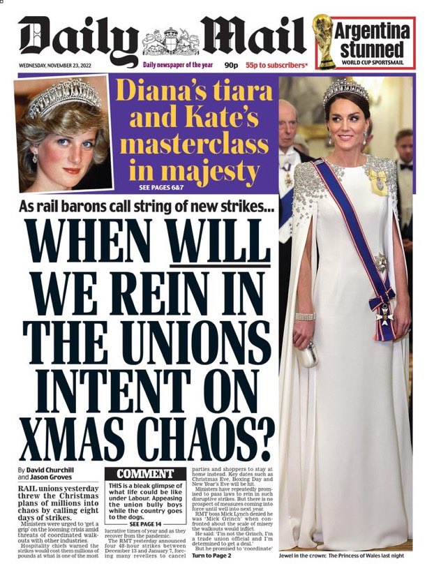 SabirahLohn's tweet photo. A few papers tonight on the state dinner. Plus a lovely one featuring King Charles III. https://t.co/2DGABE40yQ