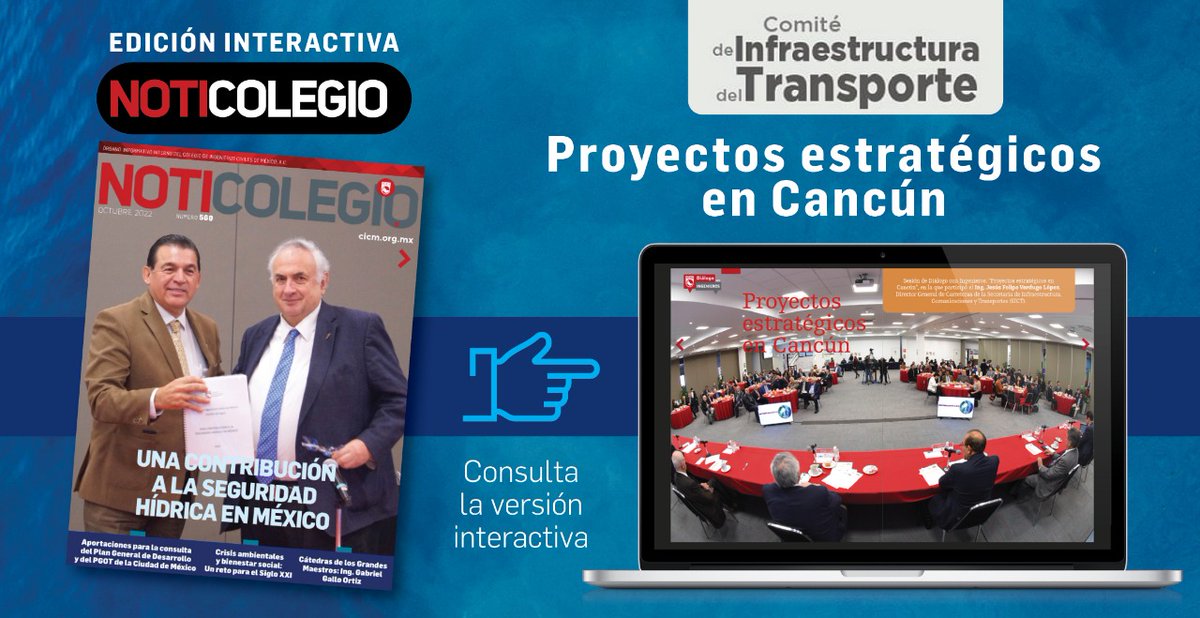 NOTICOLEGIO, Edición 560. “Proyectos estratégicos en Cancún”. Conoce los detalles de los eventos más importantes que se llevaron a cabo en el CICM. Artículos, fotografías, videos y mucho más... Visita la edición interactiva en: indd.adobe.com/view/d81c62eb-…