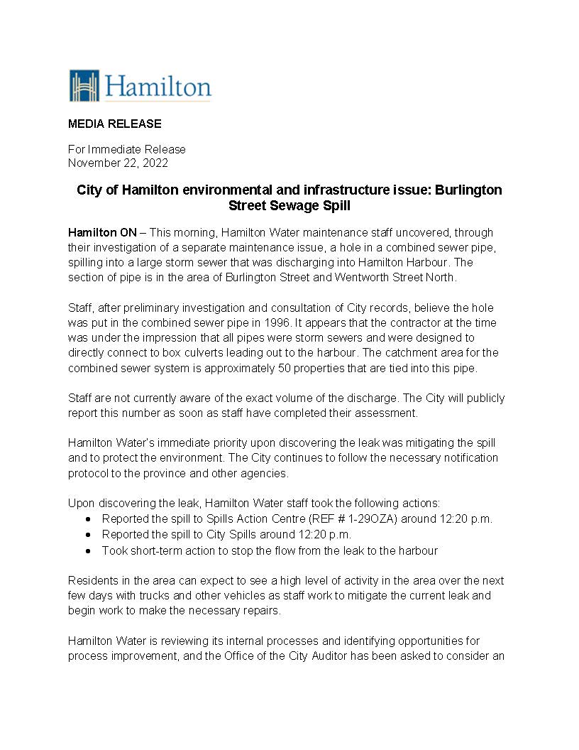 City of Hamilton on Twitter "Today, the City of Hamilton provided an