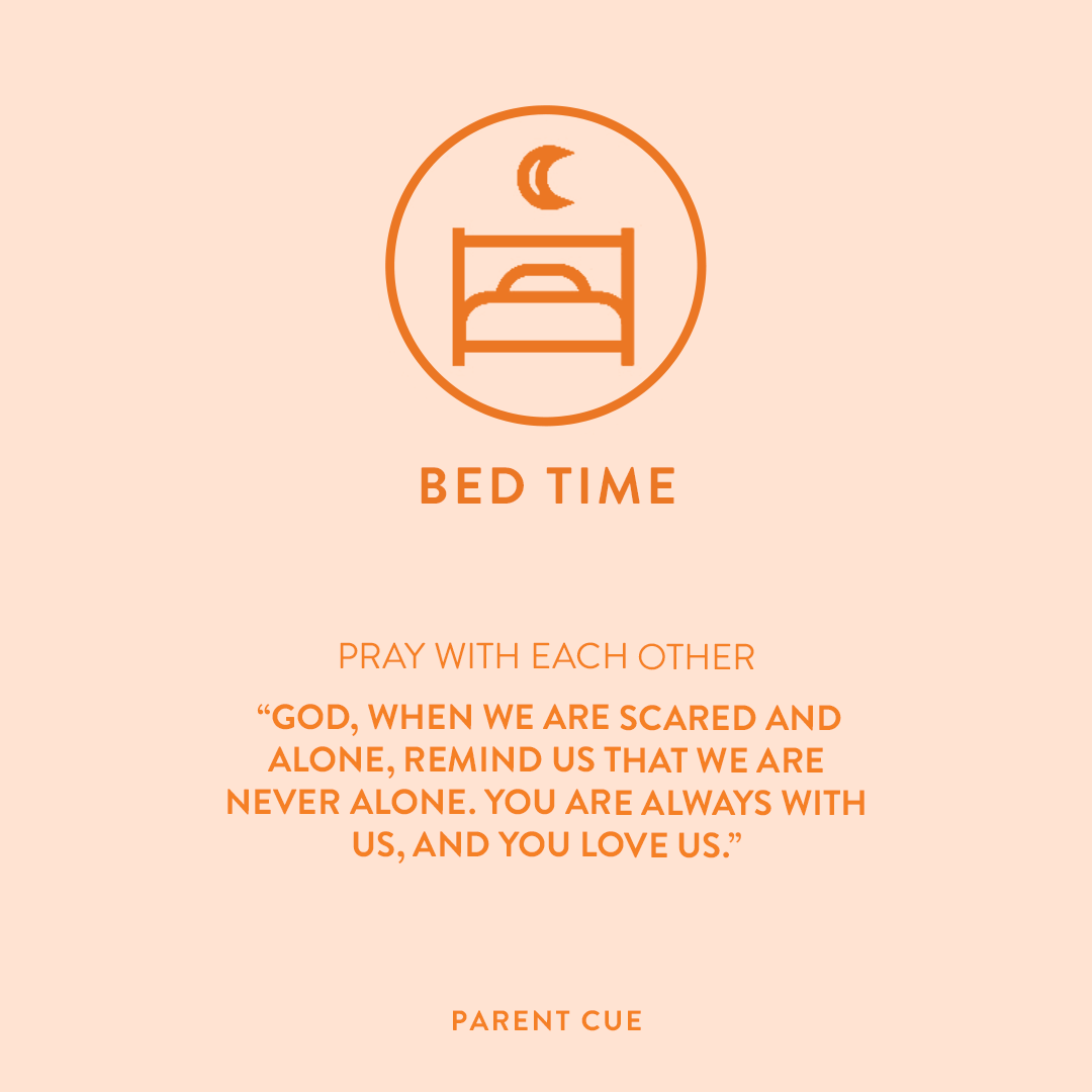 Elementary parents! This week, we learned that you can do what you should because God is with you. Here’s a quick prayer that you can pray with your kid tonight at bed time. 🧡