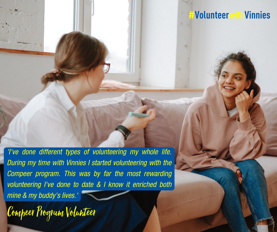 VinniesAust's tweet image. Have you heard about Vinnies Compeer Program?💙
This internationally certified program run by Vinnies Canberra/Goulburn aims to reduce social isolation and combat the stigma attached to mental illness.