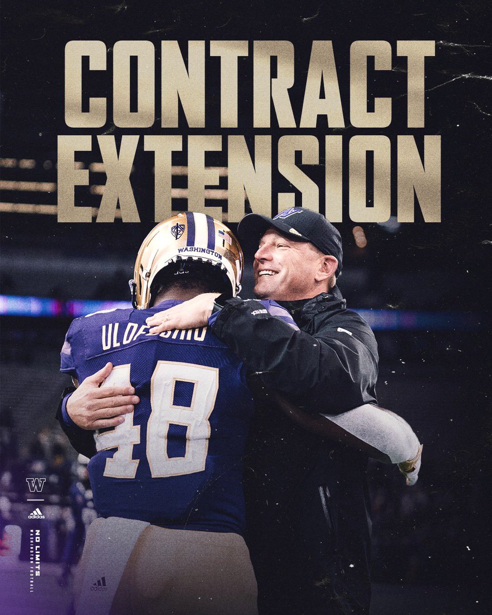 UW_Football's tweet image. 🗣 𝐇𝐞𝐫𝐞 𝐭𝐨 𝐒𝐓𝐀𝐘‼️ Congrats, Coach @KalenDeBoer 🤝

Full release: gohski.es/KD2028

#NoLimits #PurpleReign