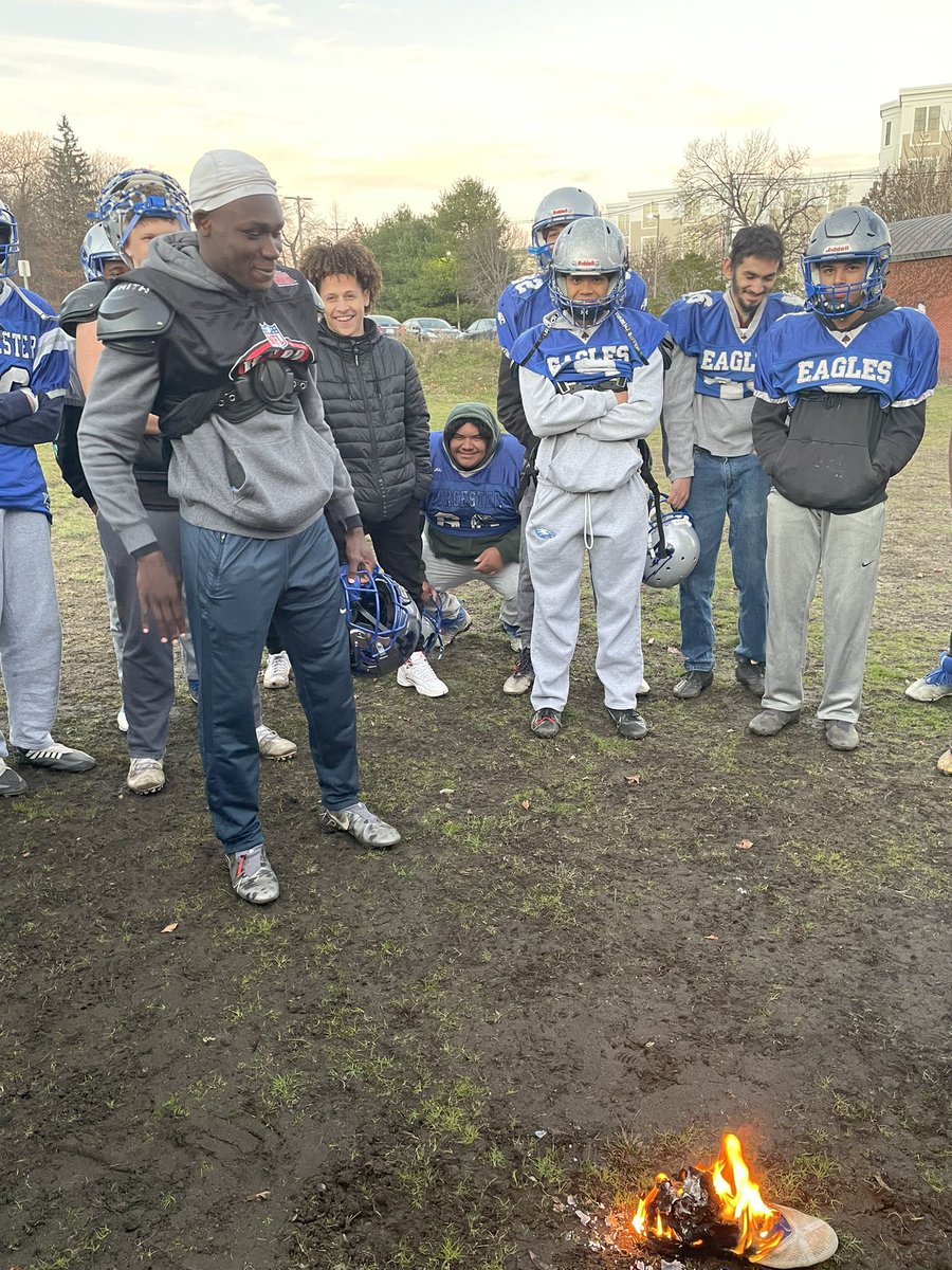 Just like that 4 years gone! Burnt the shoe with my first freshman class as a HC! These young men will always hold a place in my heart. Last Ride tomorrow. Fly Eagles Fly 🏈🦅🏈