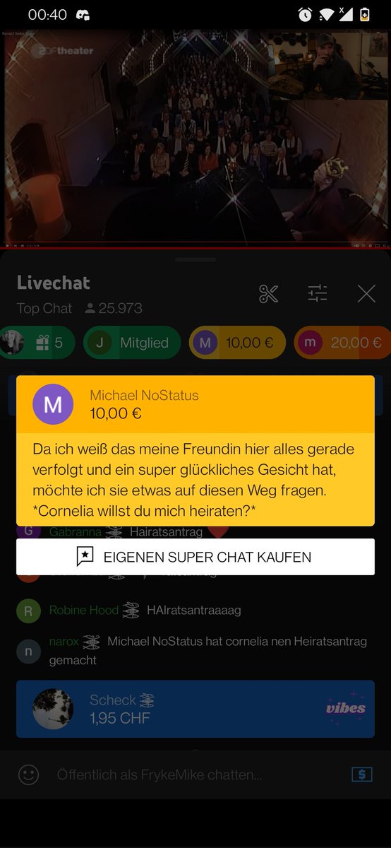 FrykeMike's tweet photo. Jetzt auch noch ein Heiratsantrag im Chat. Was für ein wilder Stream. Danke Robert. Danke an alle. #HaiBockAngriff https://t.co/T17Ieg8sX8