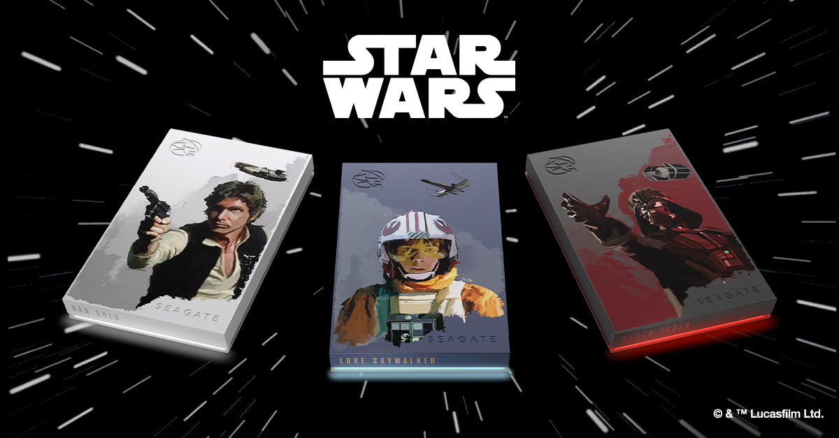 We’re excited to announce the launch of 3️⃣ new Star Wars™ Special Edition FireCuda HDDs: the officially licensed Darth Vader™, Luke Skywalker™, and Han Solo™ Drives! ✨

Learn more: seagate.media/6016dNDt8

#SeagateGaming #SeagateStarWars #DarthVader #LukeSkywalker #HanSolo