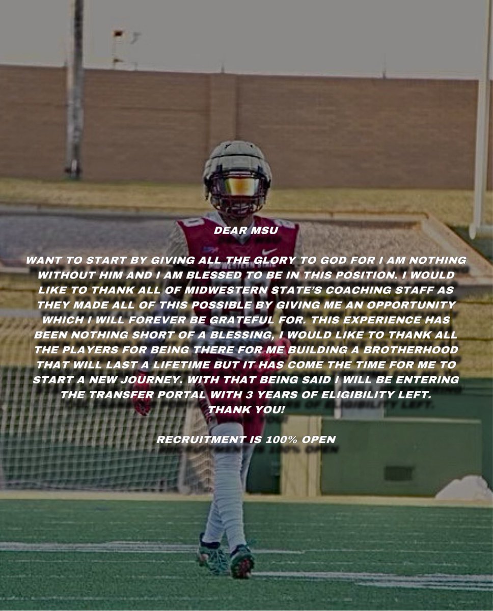 Official in the transfer portal                         3 years of eligibility                                       Thank you StangGang💛❤️