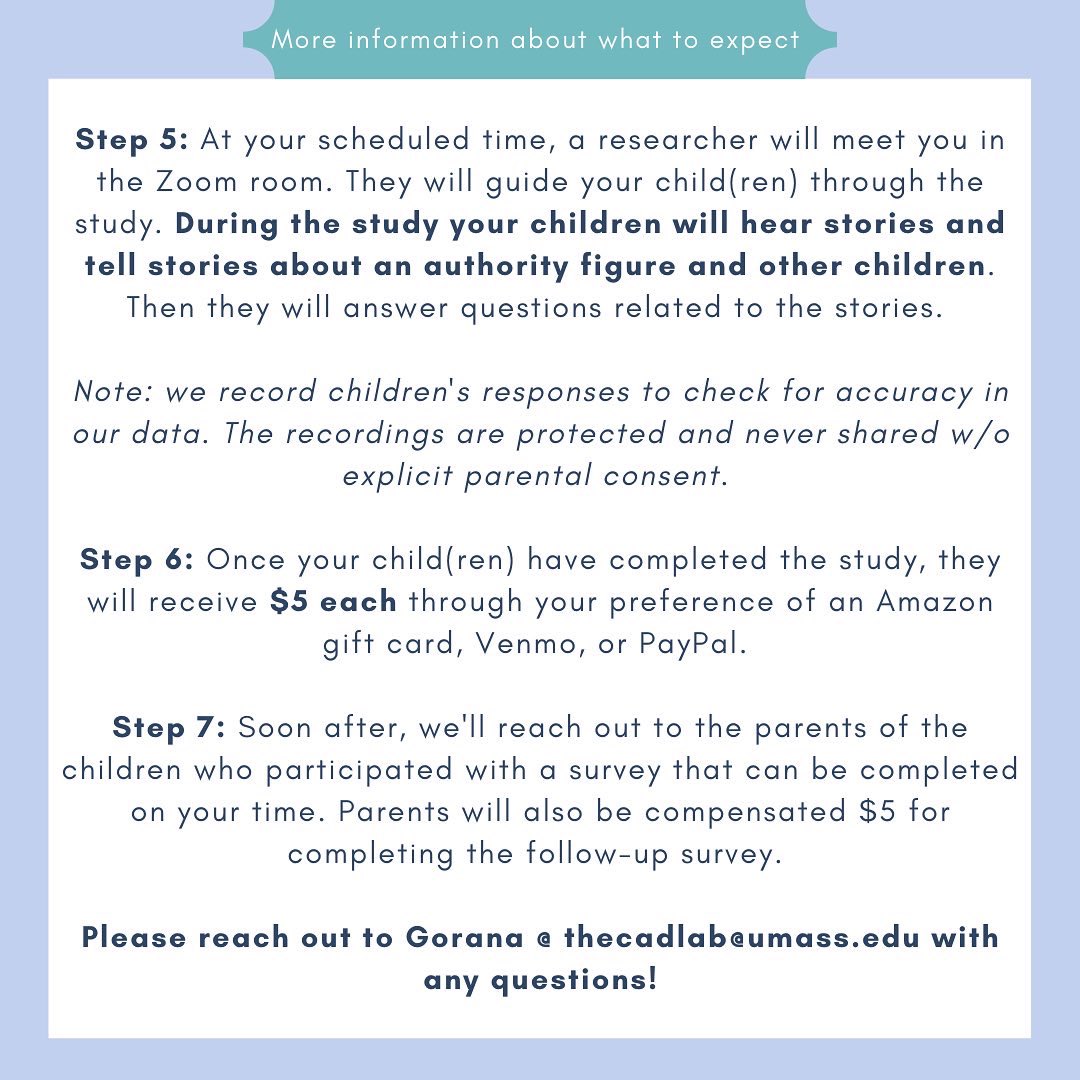 Hey y’all! I’m doing a study for kids 5-12 on kids’s beliefs about interactions between authority figures (e.g., police or firefighters) and peers from different social groups (e.g., race and gender). Please share and lmk if u have questions!!! docs.google.com/forms/d/e/1FAI…