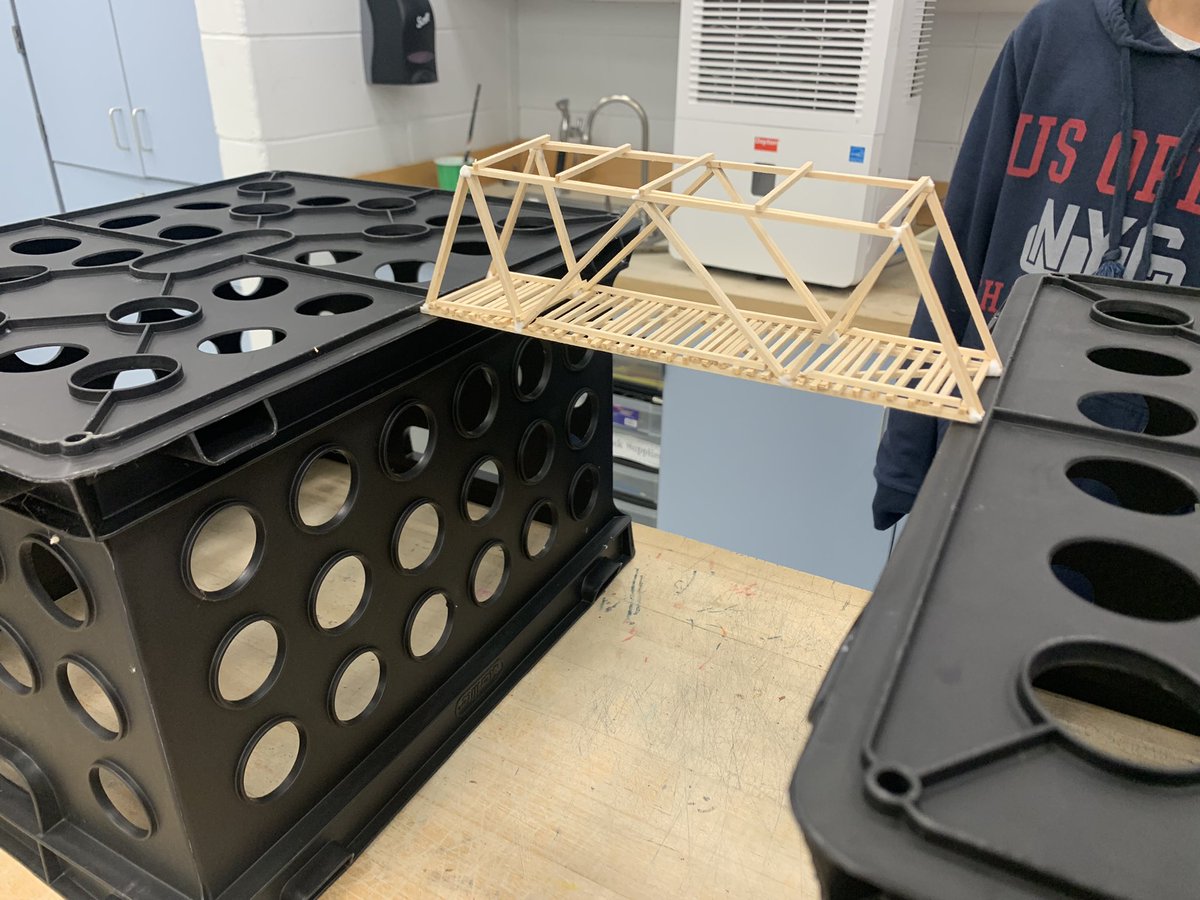 cmcgovernberry's tweet photo. 8th grade @BernardsvilleMS students learned about bridge designs and types of structures. They created bridges out of balsa wood and tested them to see how much weight they could hold! #trussbridge #stem #structuralengineer #civilengineer #engineer #forces https://t.co/sI7BtVUu7B