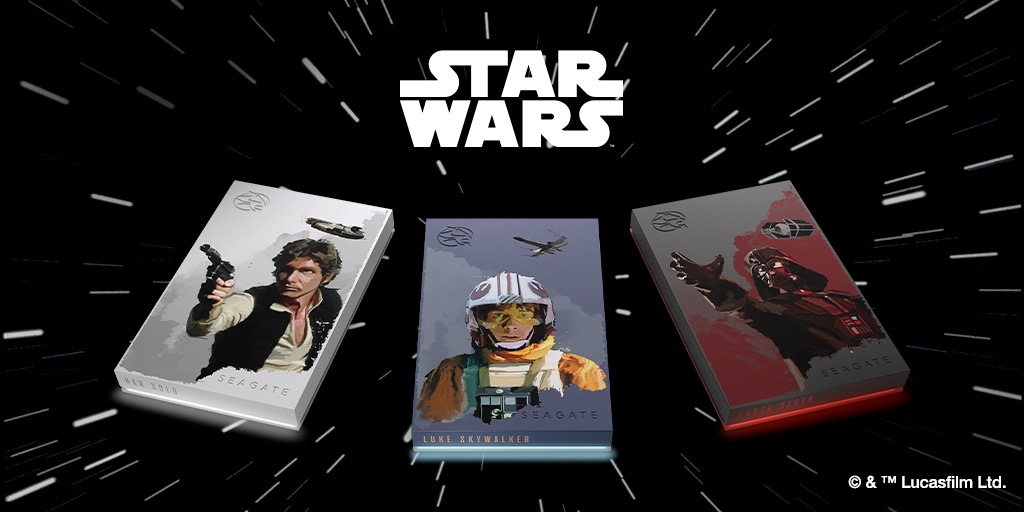 We’re excited to announce the launch of 3️⃣ new Star Wars™ Special Edition FireCuda HDDs: the officially licensed Darth Vader™, Luke Skywalker™, and Han Solo™ Drives! ✨

Learn more: seagate.media/6017dN1Q9

#SeagateGaming #SeagateStarWars #DarthVader #LukeSkywalker #HanSolo