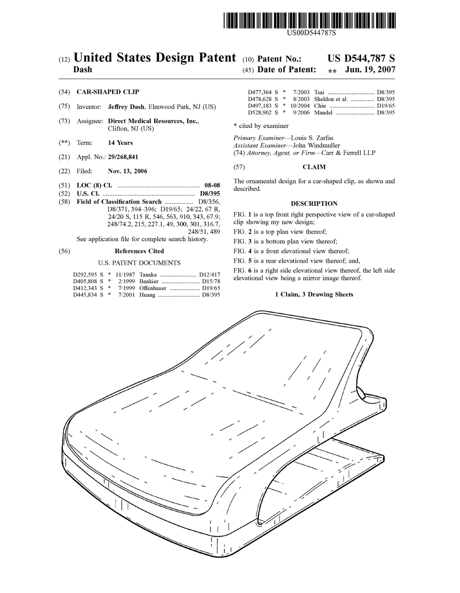 uspatentbot's tweet photo. USD544787S1 - Car-shaped clip 
        
https://t.co/J1fWSItfP7 https://t.co/p7pYJrQB66