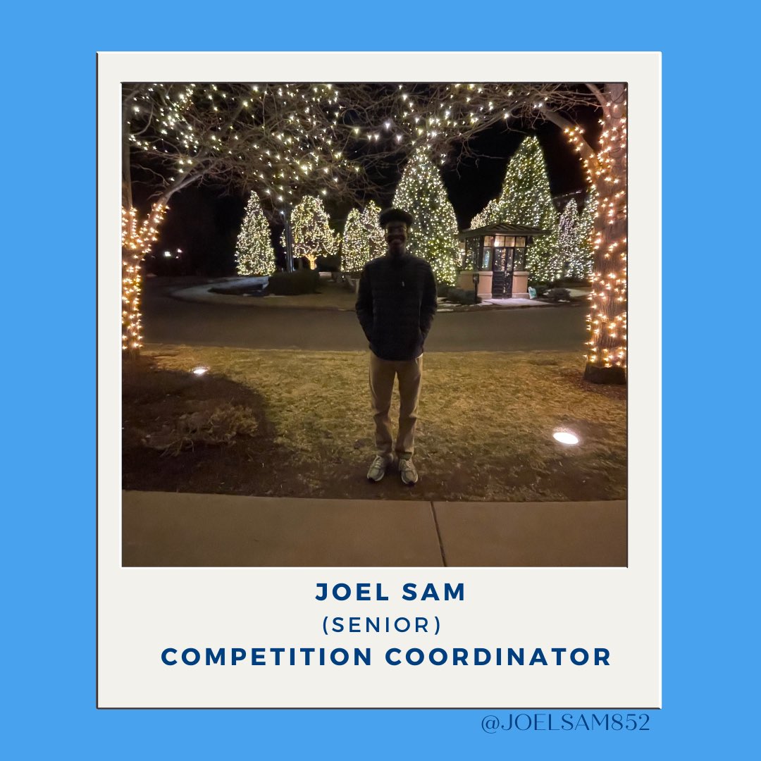 Joel Sam is a senior and one of your 2022-2023 competition coordinators.  Joel likes to play basketball and is looking forward to going to DECA state this year 🔷