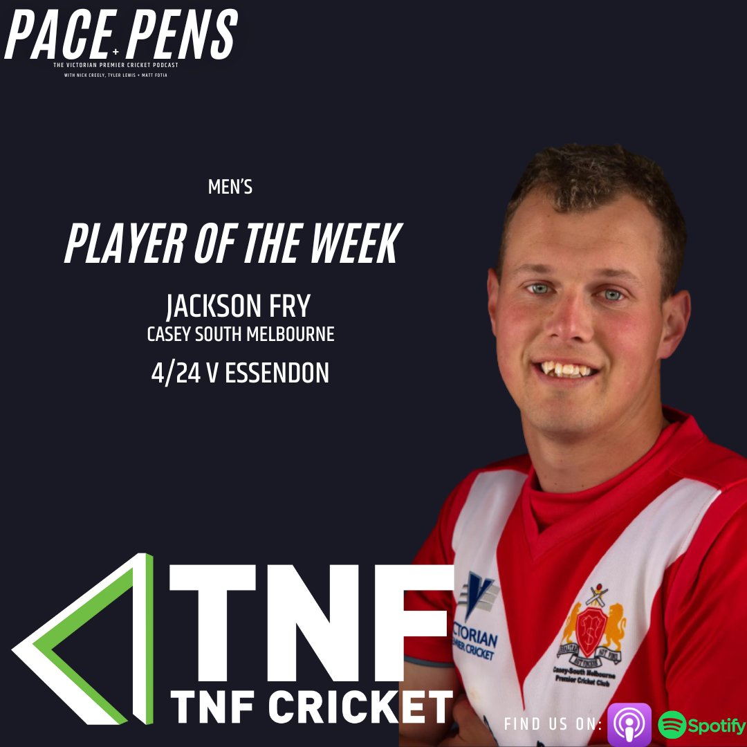 paceandpens's tweet image. STIRFRY.

@CaseySthMelbCC seamer Jackson Fry is the @tnfcricket  Player of the Week after his incredible opening spell against Essendon at the weekend!