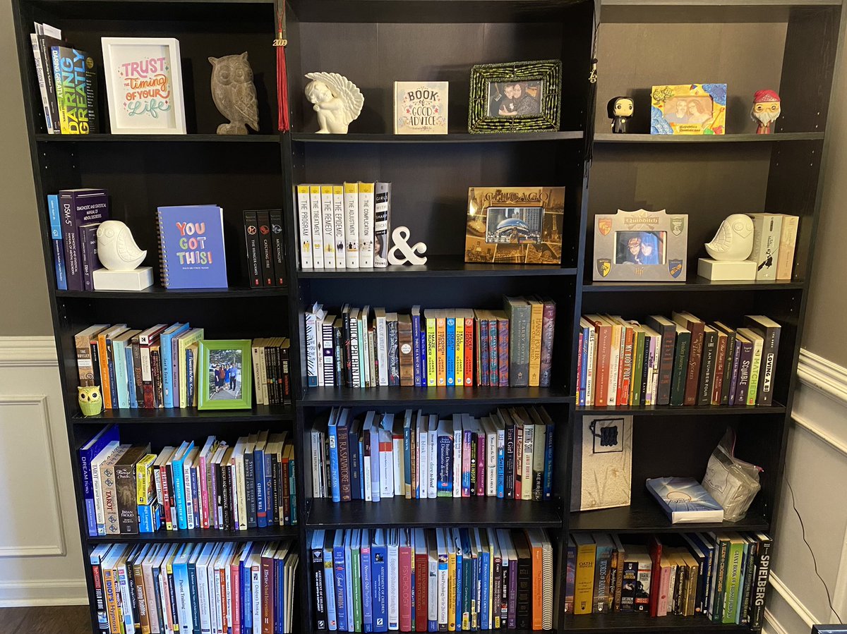 My new virtual meeting background! 
Partner: “You don’t want your degrees in the background?” 
Me: “No, I’d rather they be on the wall that my desk is facing as motivation to keep going.” 
#DoctoralStudent #DoctoralJourney #Motivation #Books