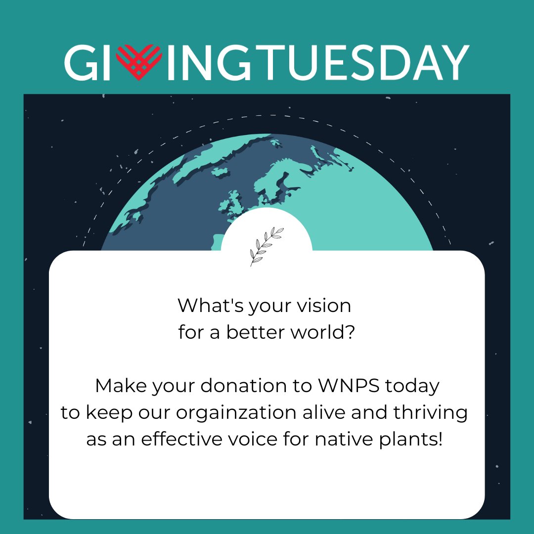 Please join WNPS for Giving Tuesday to keep our organization alive and thriving as an effective voice for native plants! You can now make a recurring gift! #GivingTuesday #giveback #nativeplants 
secure.actblue.com/donate/wnps-gt…