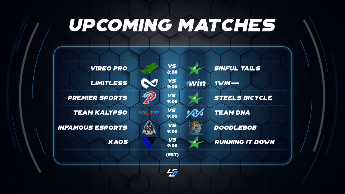 LCABroadcasting's tweet photo. Tonight's early matches covered by LCA! 

⚔️ @KalypsoeSports vs #TeamDNA
🎙️ @V1nsonCasts 

⚔️ @InfamousGN vs #Doodlebob
🎙️ @AngelOfBattle07 

⚔️ #Kaos vs #RunningItDown
🎙️ @AllinGaming23 

Streams linked in the replies below! ⬇️ https://t.co/Uq1yIbOvaH