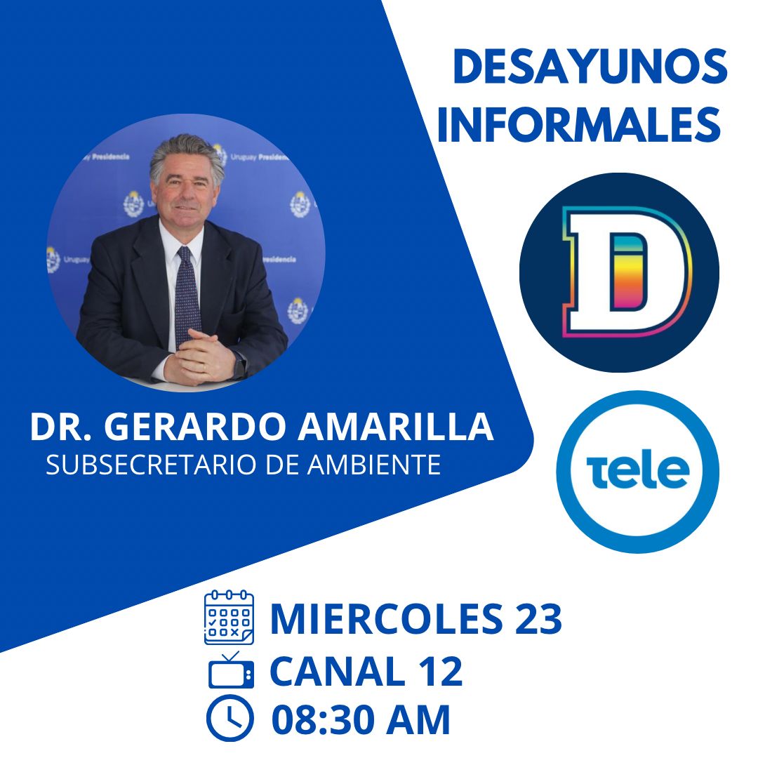 151Lista's tweet photo. Amarilla en Desayunos Informales

Este miércoles 23 de noviembre, el subsecretario del Ministerio de Ambiente, @GerardoAmarilla será entrevistado a partir de la hora 8.30 en Desayunos Informales de Canal 12. https://t.co/DZhOH1APaO