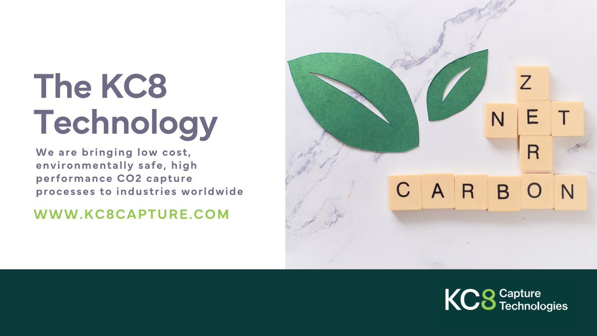 kc8capture's tweet photo. Our mission to commercialise the low cost and low environmental impact CO2 capture processes that underpin the KC8 technology.
Want to learn more about our technology? Head to our website: https://t.co/oZTfJXN0dc
#KC8 #CCUS #netzero #technology #lowemission #greenfuture https://t.co/aKEP0U1ej6