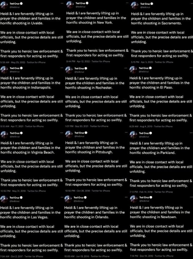 Hey <a href="/tedcruz/">Ted Cruz</a> that's a lot of slaughtered kids.  Do you think perhaps getting rid of the AR-15's that blow their heads off instead of offering "thoughts and prayers" after their heads are blown off is something worth considering?