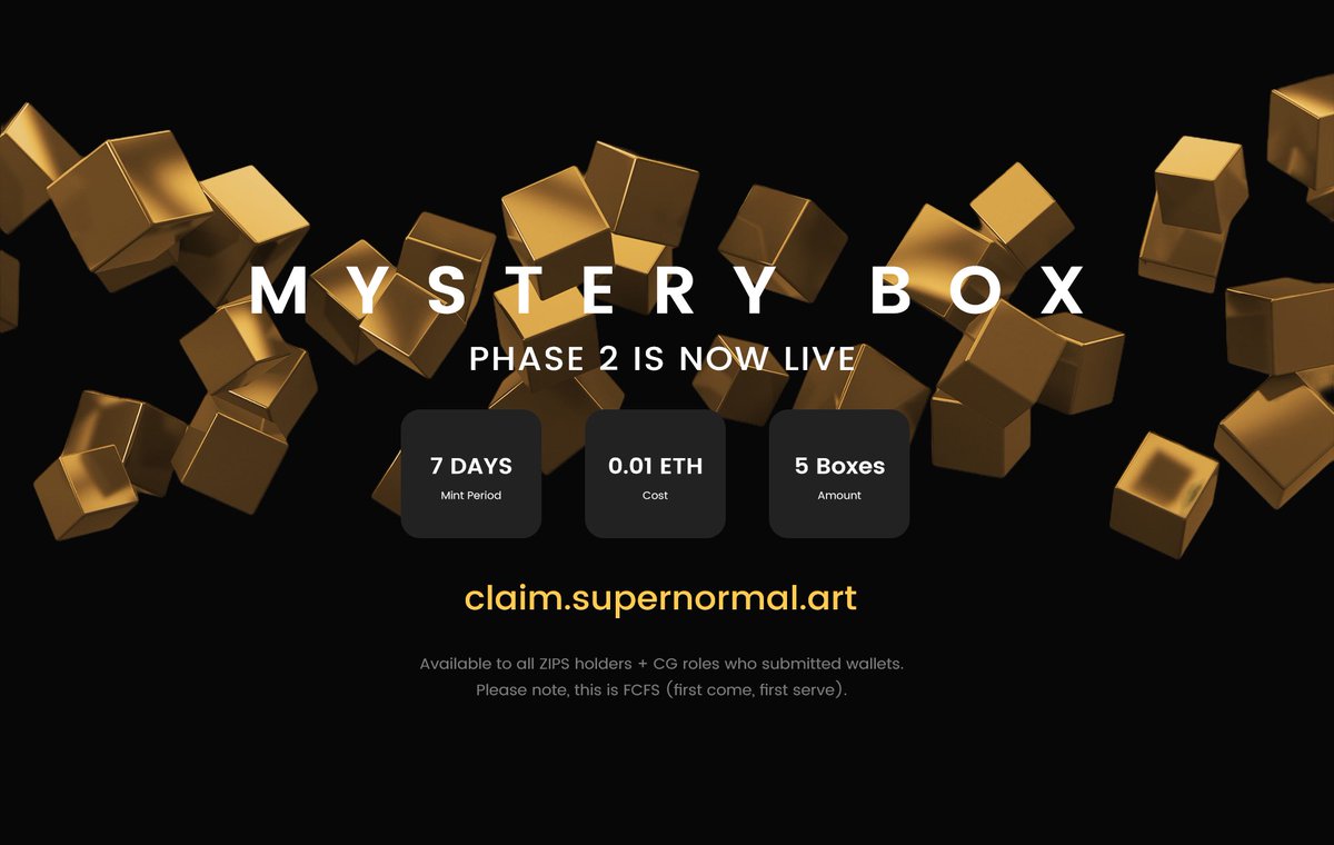 SuperNormal's tweet photo. Phase 2 Mint is now live! Open to all ZIPS holders &amp; CG roles who submitted wallets. 

Link in the picture below 👇 https://t.co/TdIN1W1Ud1