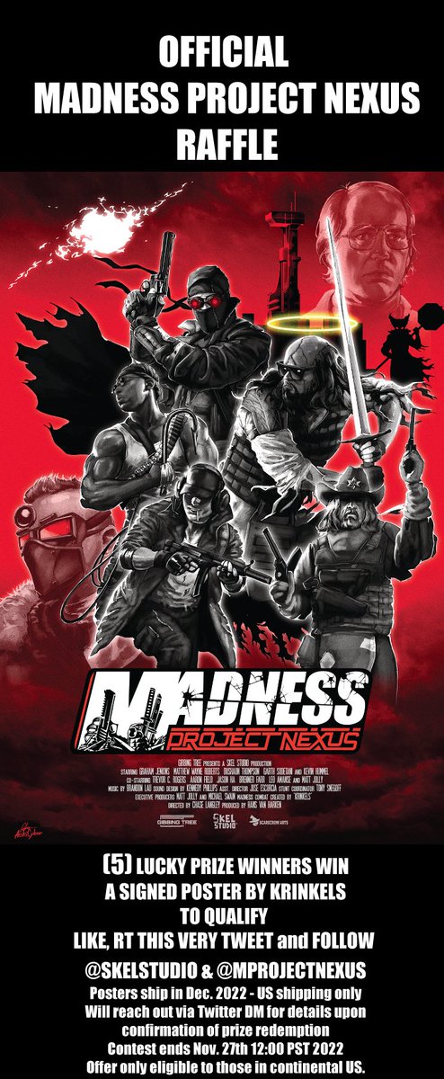 SkelStudio's tweet image. @SkelStudio+@MProjectNexus
LIVE ACTION STORY TRAILER PREMIERE
NOV 28th 6pm N. Hollywood,CA
Costume contest, meet Krinkels
Tix $20+
Can't attend?
RAFFLING 5 KRINKELS SIGNED Posters
Like+RT+follow @SkelStudio @MProjectNexus
eventbrite.com/e/madness-proj…