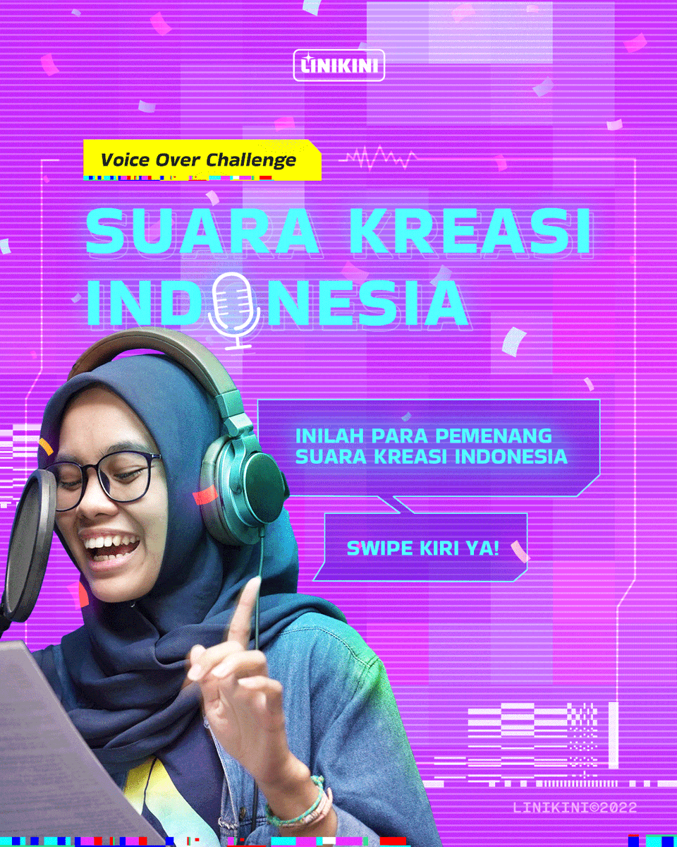 LINIKINI_ID's tweet photo. Hey-hey sini.. Ada pengumuman PENTING!🗣️

LINIKINI mau ngucapin selamat buat para pemenang challenge "Suara Kreasi Indonesia", yeayy~🎉👏🏻

DM Mimin untuk konfirmasi hadiahnya yaa😁

Buat yang belum menang jangan berkecil hati, nantikan challenge lainnya juga cuma di LINIKINI~😉 https://t.co/dhO8MvpsvP