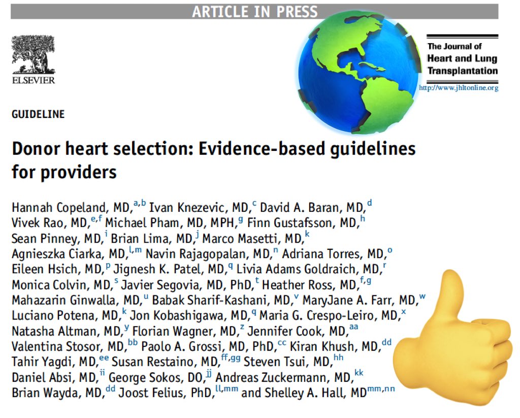 Check it out!!!  We just published international donor heart selection guidelines. Special thanks to Dr Shelley Hall and Dr Hannah Copeland.