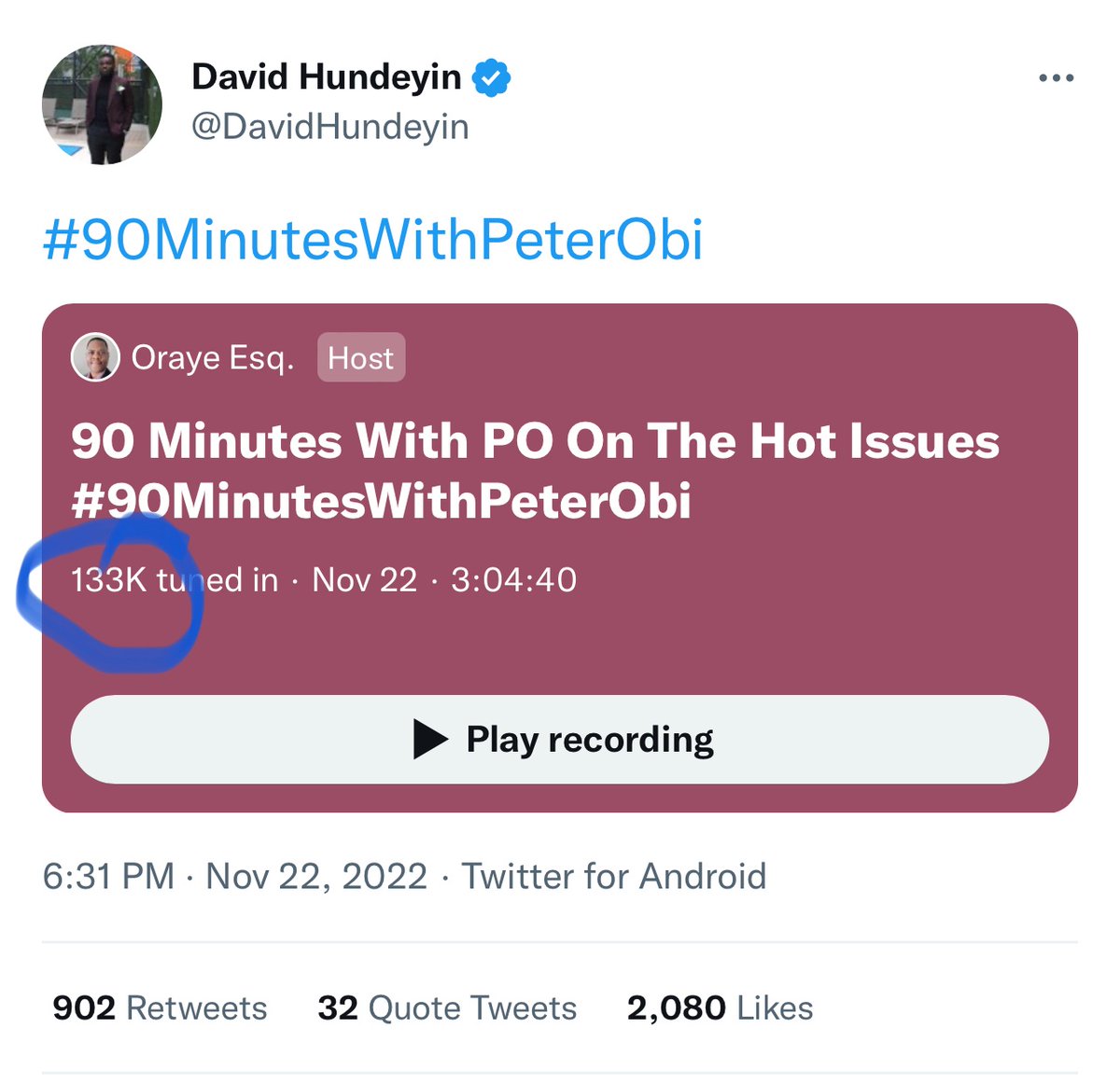 PGO Beta Naija on Twitter "adamugarba over 133k tuned in even though