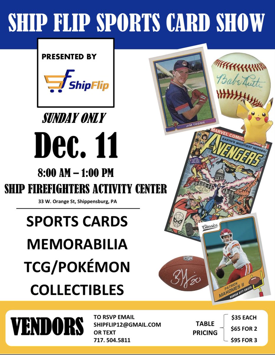 Setup Our First Sports Card Show. Large venue with room for 50+ vendors. @garyvee you are invited!

#TheHobby #SportsCards #CardShows #magic #SportsCardShows #TradingCards #Hobbies #Collectibles #Memorabilia #pokemon #tcg @sports_sell @HobbyRetweet_ @HobbyRetweet_ @SportsCardHoby